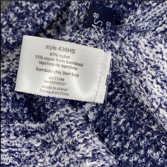 LIKE NEW BAREFOOT DREAMS Blue Stripe Cozy Soft Bamboo chic lite Cardigan Sweater - Picture 8 of 8